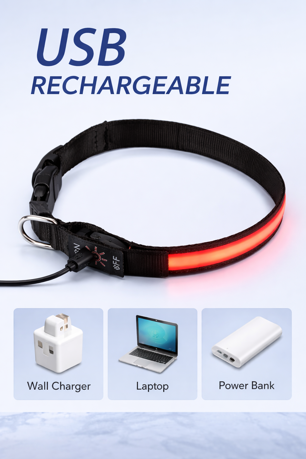 Rechargeable LED Safety Pet Collar - See Your Pet At Night