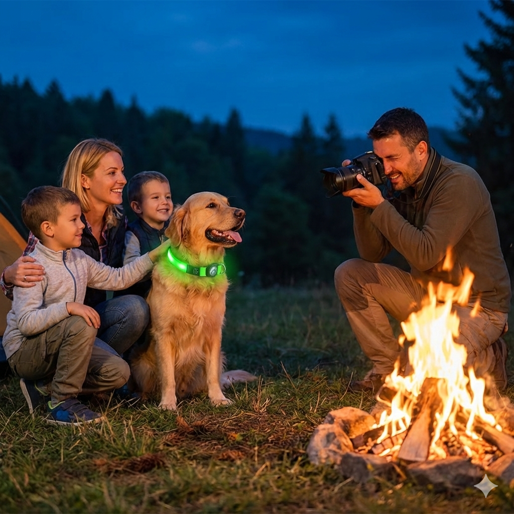Rechargeable LED Dog Collar with Built-in AirTag Holder