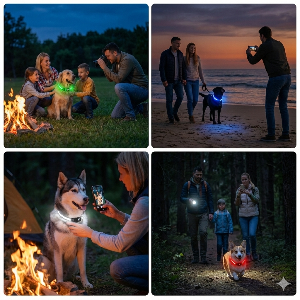 Rechargeable LED Dog Collar with Built-in AirTag Holder