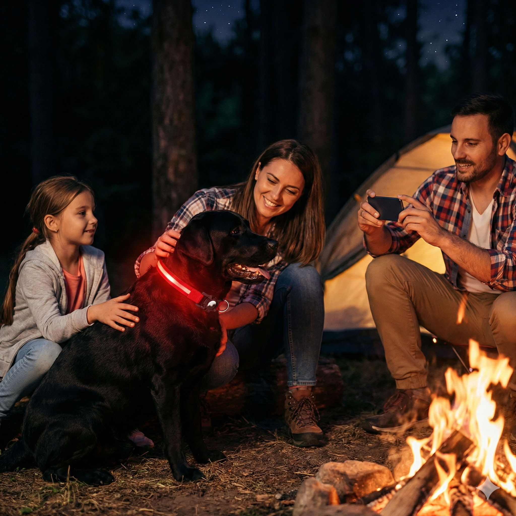Rechargeable LED Dog Collar with Built-in AirTag Holder
