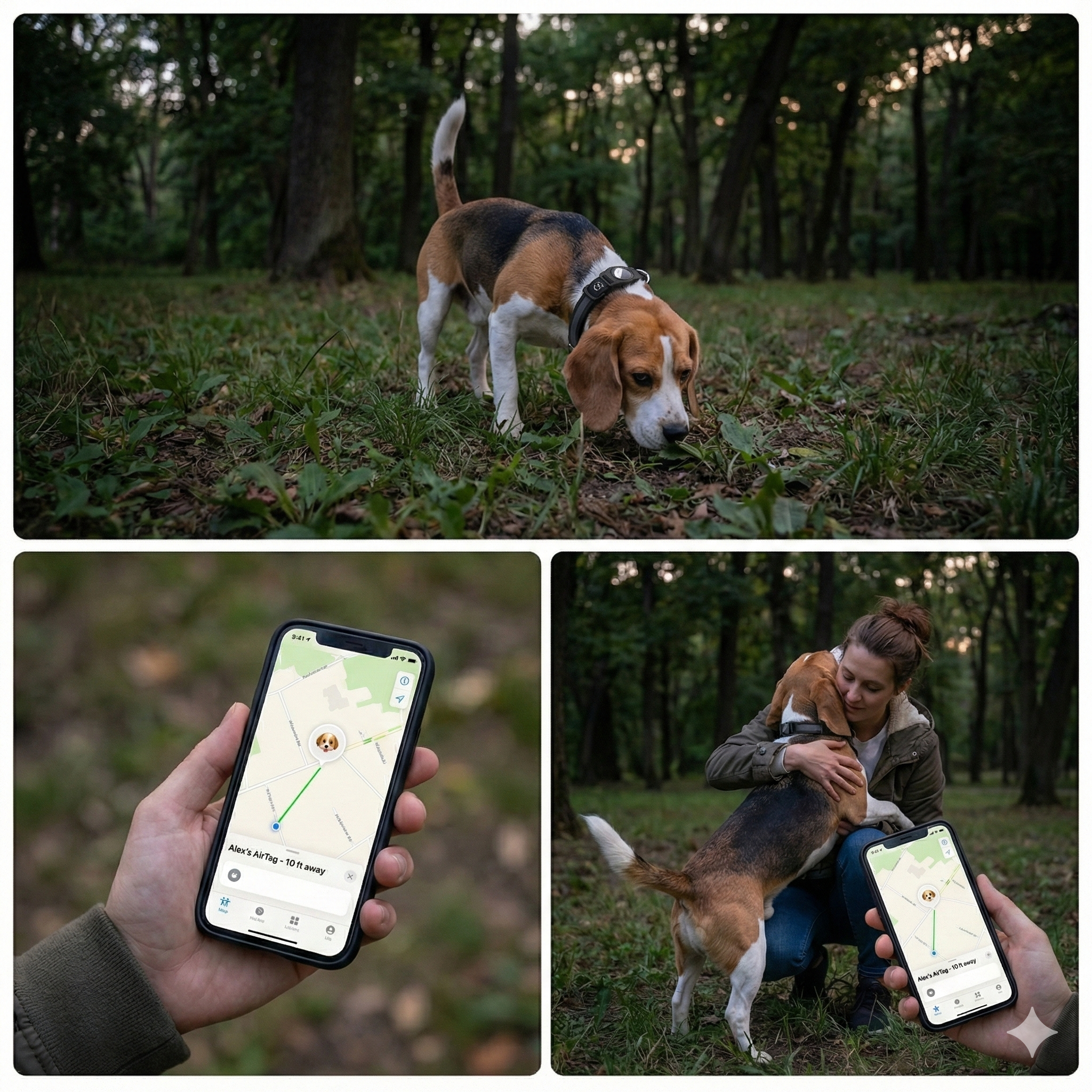 Rechargeable LED Dog Collar with Built-in AirTag Holder